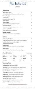 Menus & Prices, Blue Water Grill, New York City