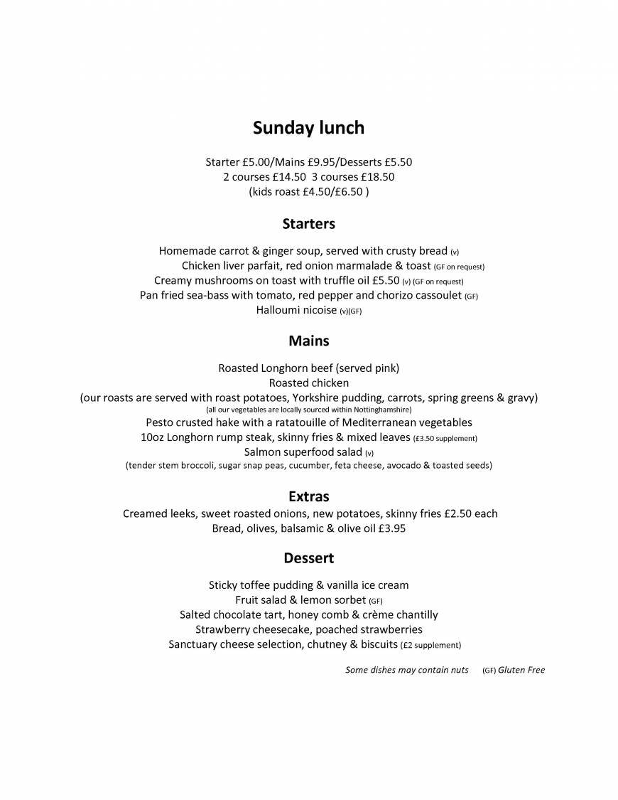  Pricelists of The Sanctuary Bar & Restaurant Westminster Drive - Photo 2 of 5