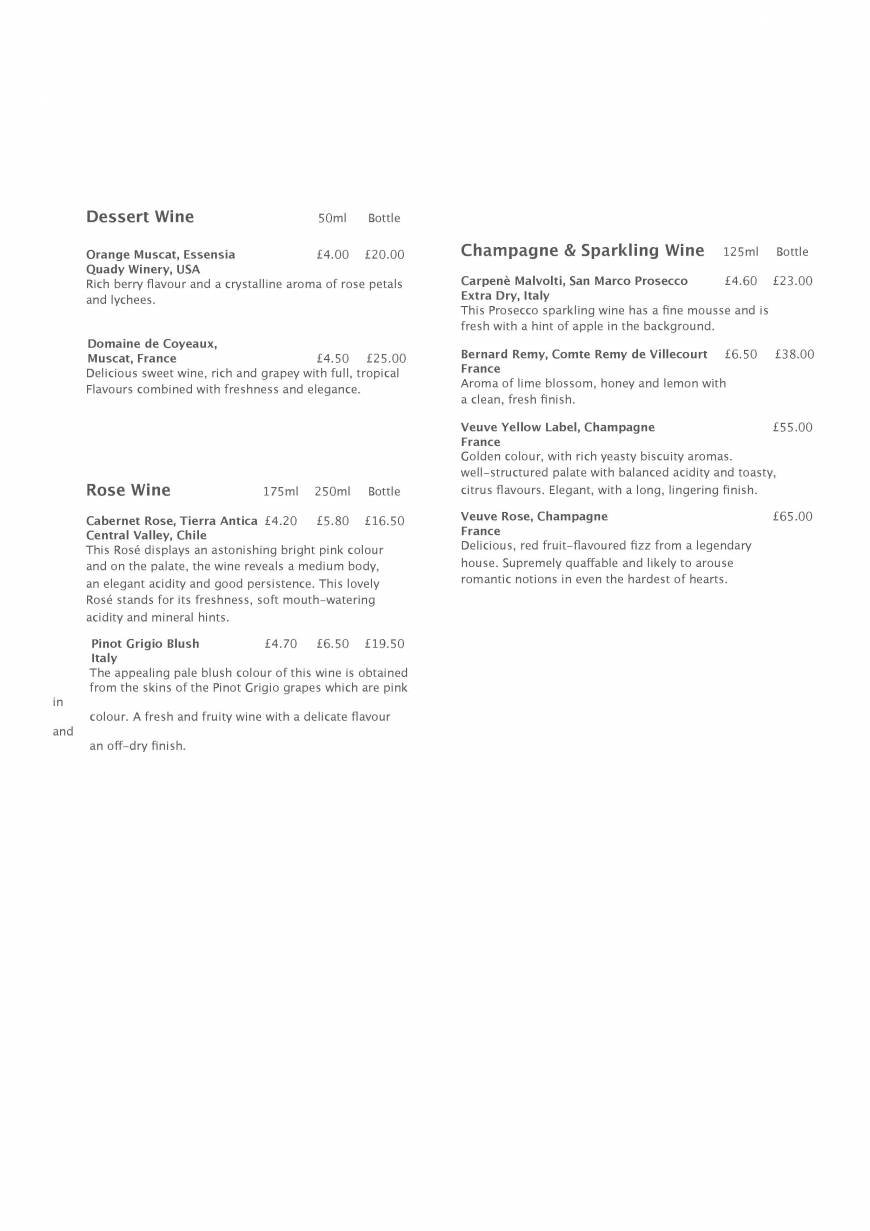  Pricelists of The Sanctuary Bar & Restaurant Westminster Drive - Photo 3 of 5
