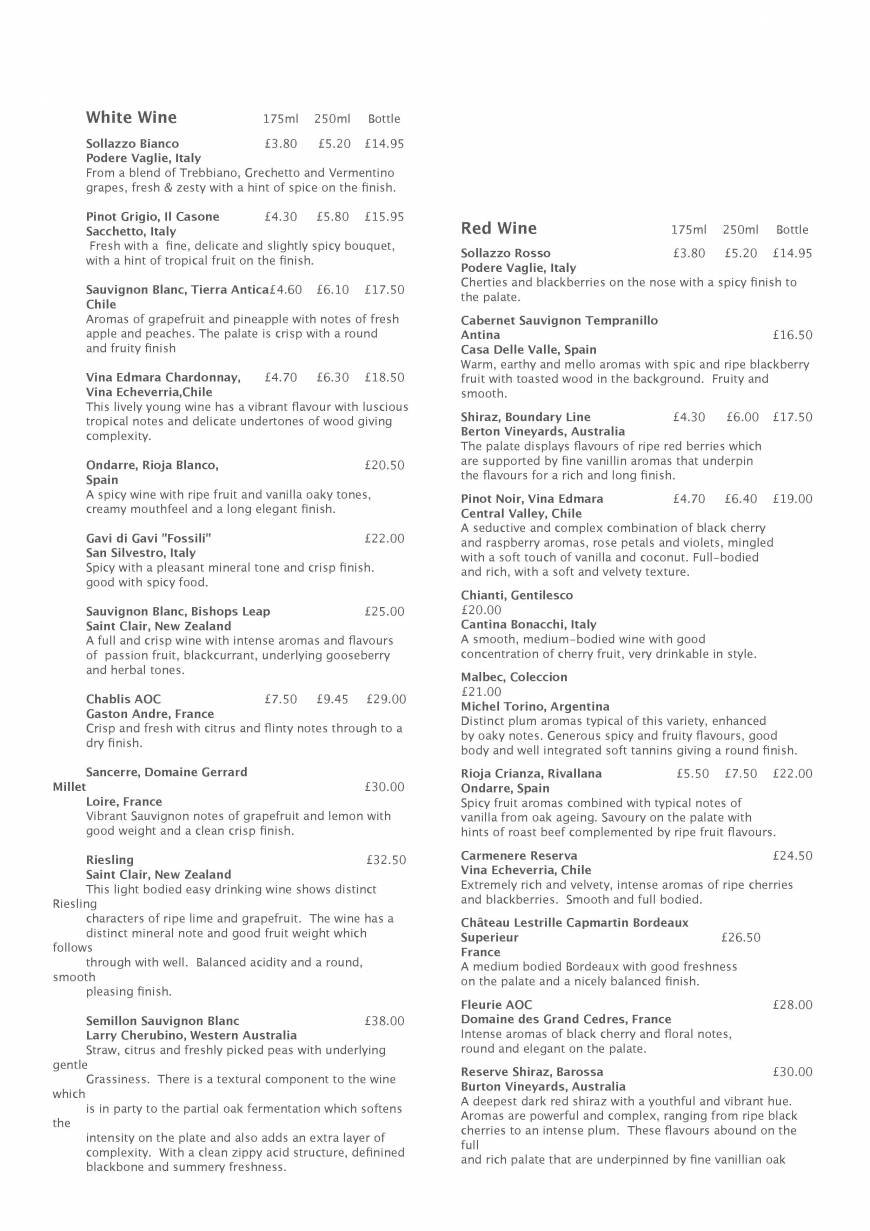  Pricelists of The Sanctuary Bar & Restaurant Westminster Drive - Photo 4 of 5