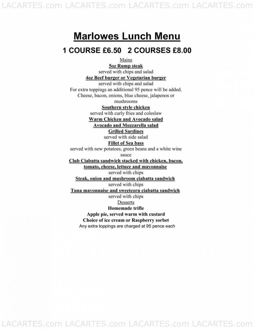  Pricelists of Marlowe's Restaurant - Canterbury 55 St Peter Street - Photo 1 of 6