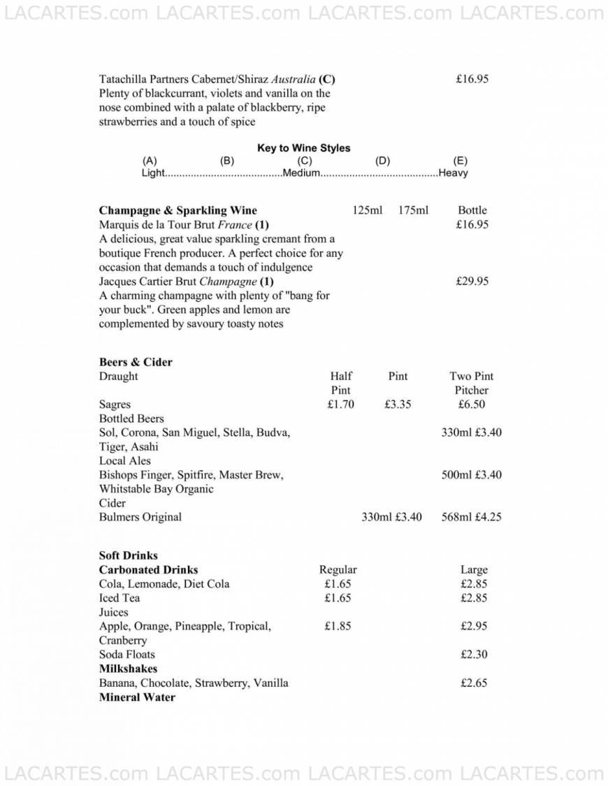  Pricelists of Marlowe's Restaurant - Canterbury 55 St Peter Street - Photo 4 of 6