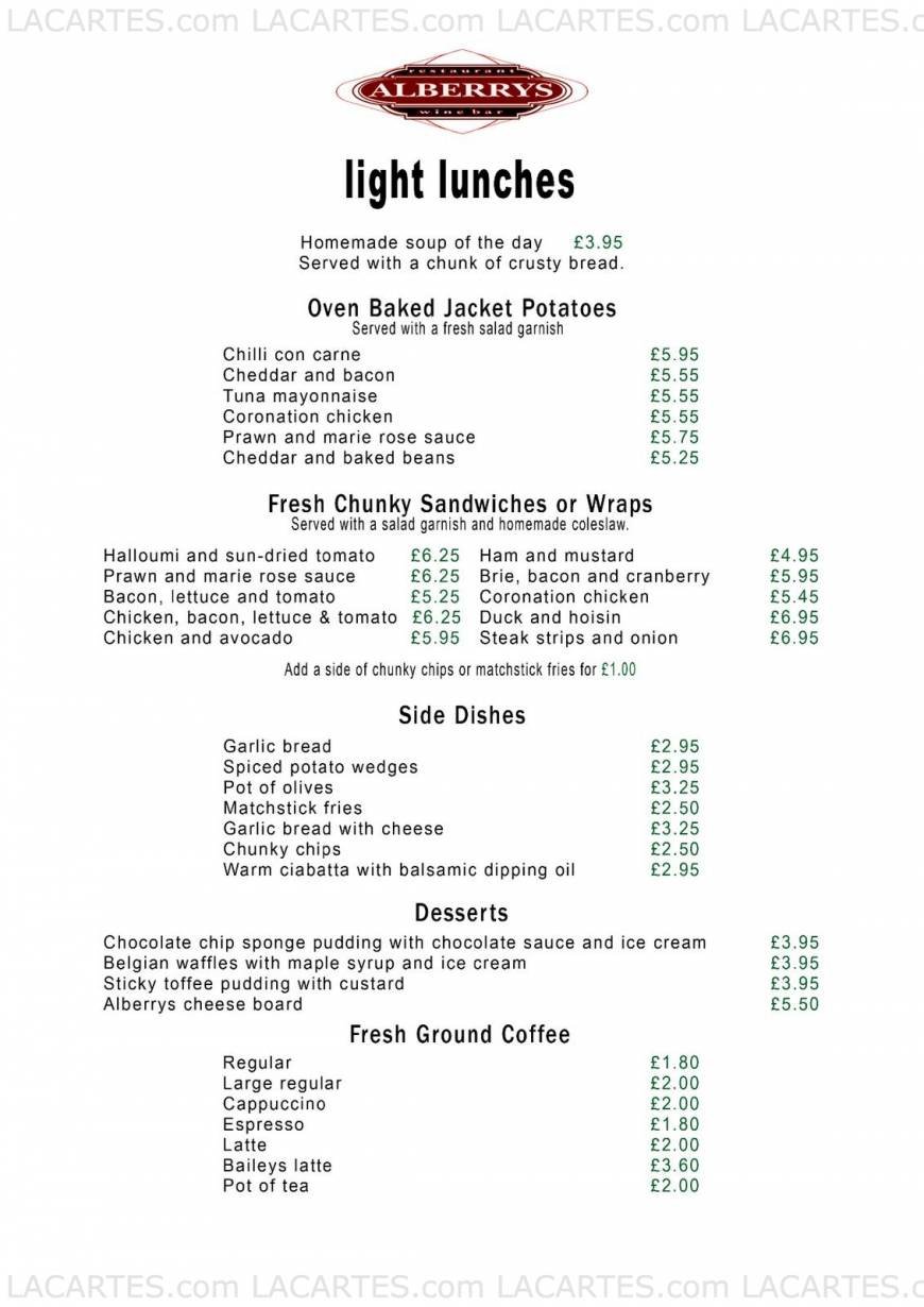  Pricelists of Alberrys Wine Bar - Canterbury 38 St. Margaret's Street - Photo 2 of 10