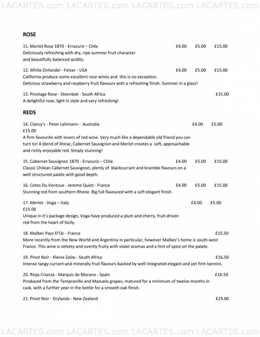  Pricelists of Alberrys Wine Bar - Canterbury 38 St. Margaret's Street - Photo 4 of 10