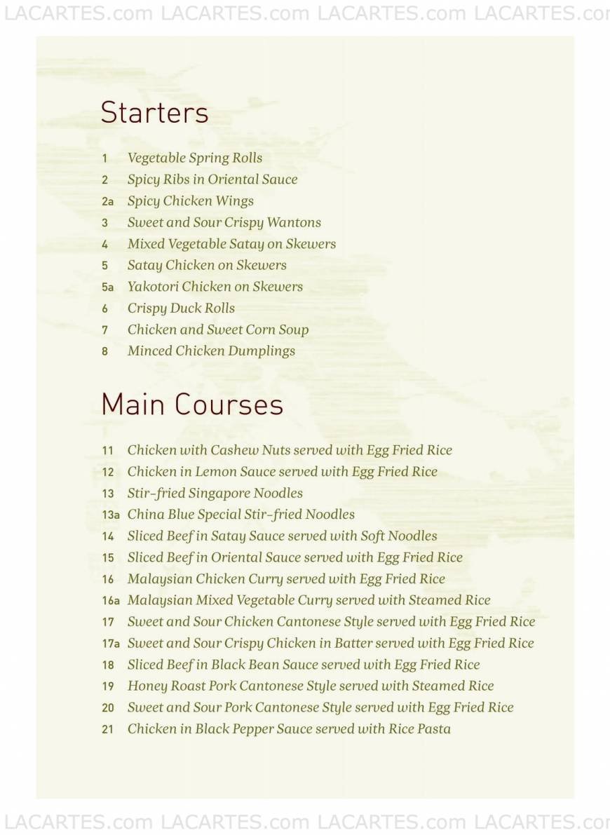  Pricelists of China Blue Chinese Restaurant - Colchester 25 Head Street - Photo 4 of 9