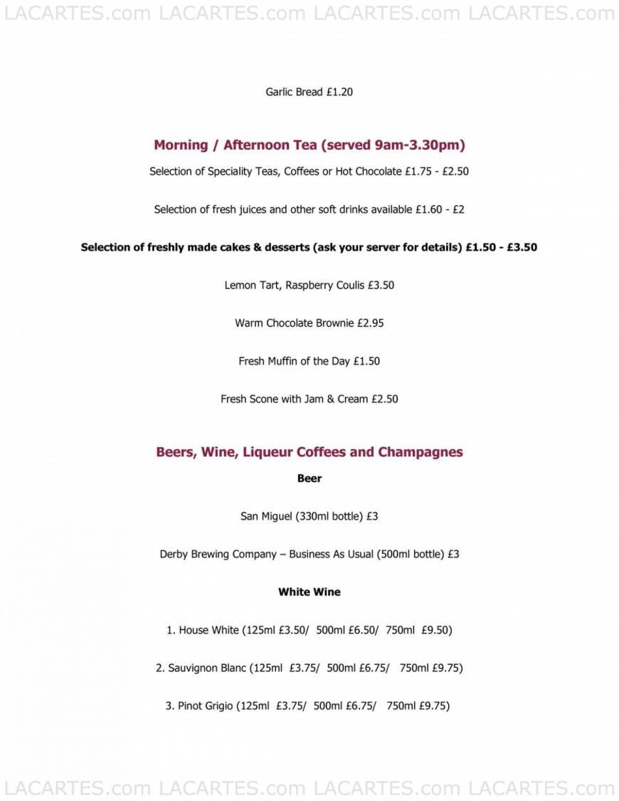  Pricelists of Restaurant Zest at Bennetts Brasserie 8 Irongate, Cathedral Quarter - Photo 4 of 6