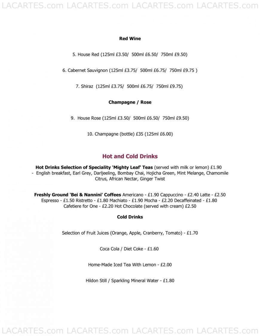  Pricelists of Restaurant Zest at Bennetts Brasserie 8 Irongate, Cathedral Quarter - Photo 5 of 6