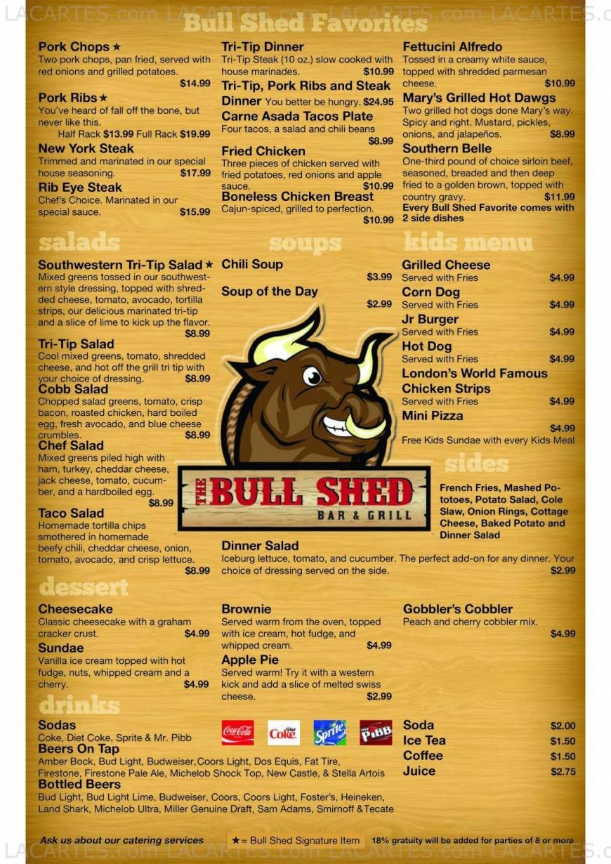  Pricelists of The Bull Shed Bar & Grill 2300 Camino Del Rio - Photo 2 of 2