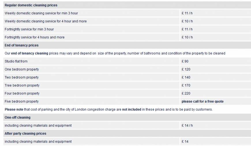  Pricelists of LTN Cleaning Services Ltd 707 High Road, Finchley, London N12 0BT - Photo 1 of 2