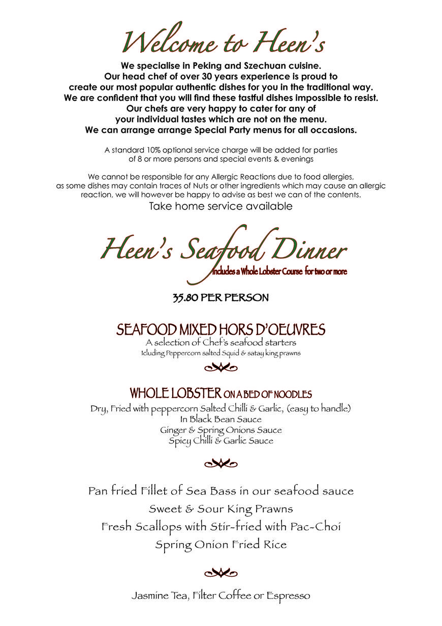  Pricelists of Heens Restaurant 14-16  Mulgrave road - Photo 1 of 8