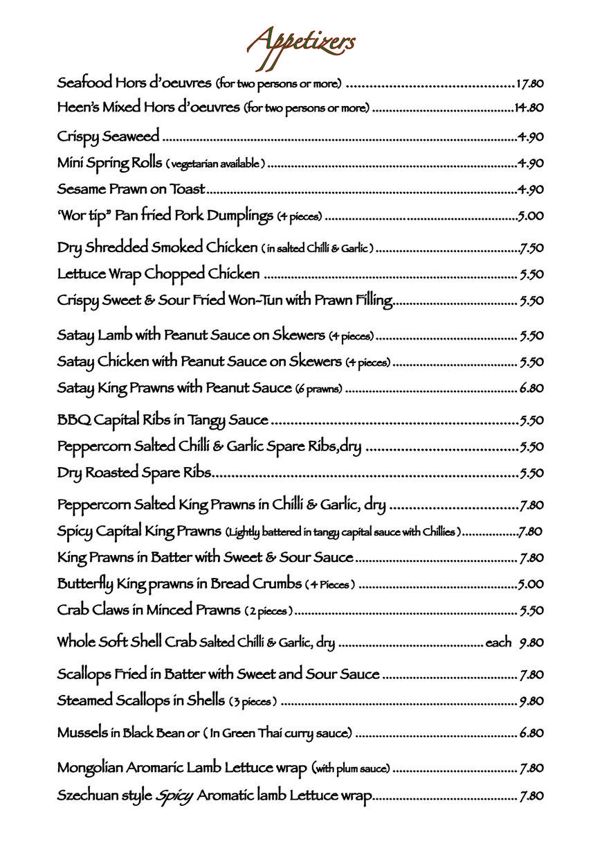  Pricelists of Heens Restaurant 14-16  Mulgrave road - Photo 3 of 8