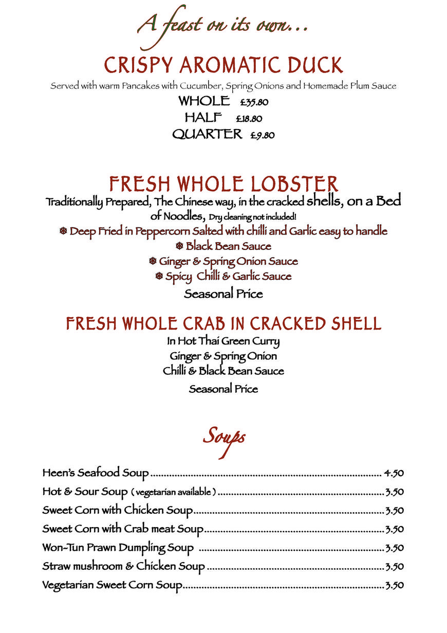  Pricelists of Heens Restaurant 14-16  Mulgrave road - Photo 4 of 8