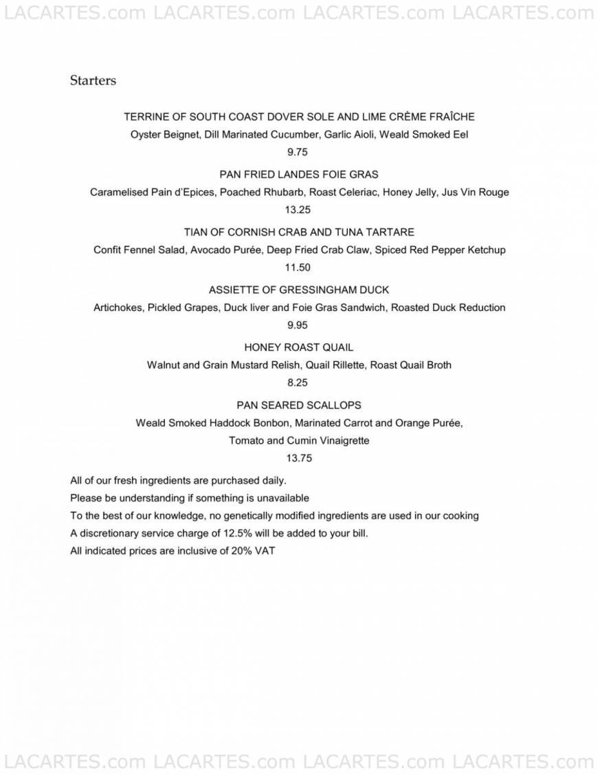  Pricelists of Thackerayâ??s Restaurant - Tunbridge Wells 85 London Road - Photo 31 of 31