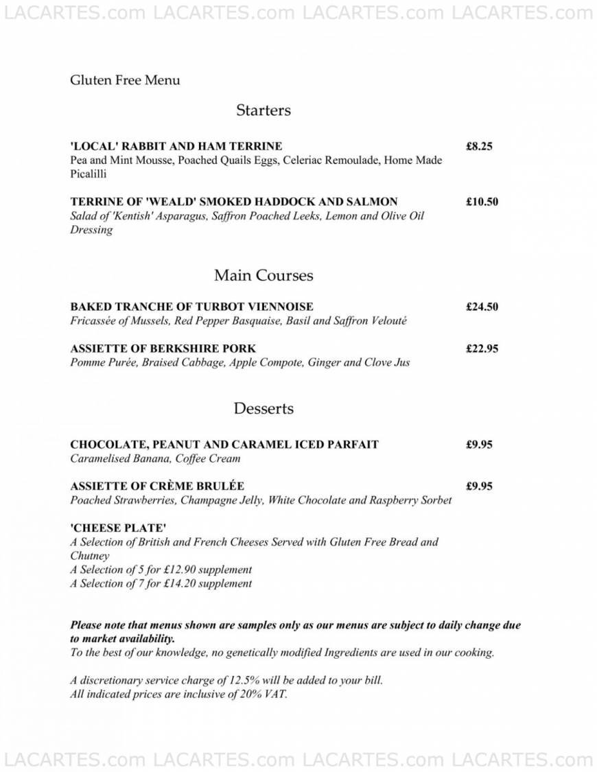  Pricelists of Thackerayâ??s Restaurant - Tunbridge Wells 85 London Road - Photo 15 of 31