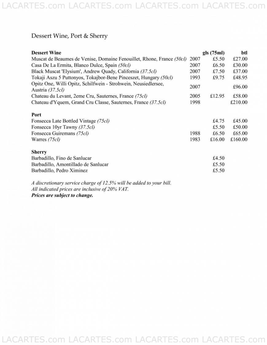  Pricelists of Thackerayâ??s Restaurant - Tunbridge Wells 85 London Road - Photo 3 of 31