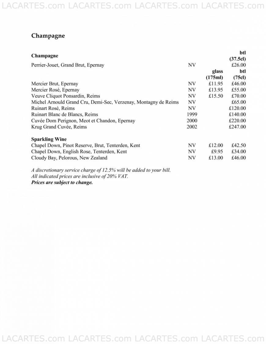  Pricelists of Thackerayâ??s Restaurant - Tunbridge Wells 85 London Road - Photo 2 of 31