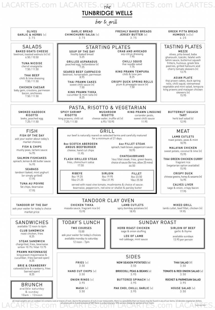  Pricelists of The Tunbridge Wells Bar & Grill 84 High Street - Photo 2 of 15