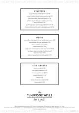Menus & Prices, The Tunbridge Wells Bar & Grill, Tunbridge Wells