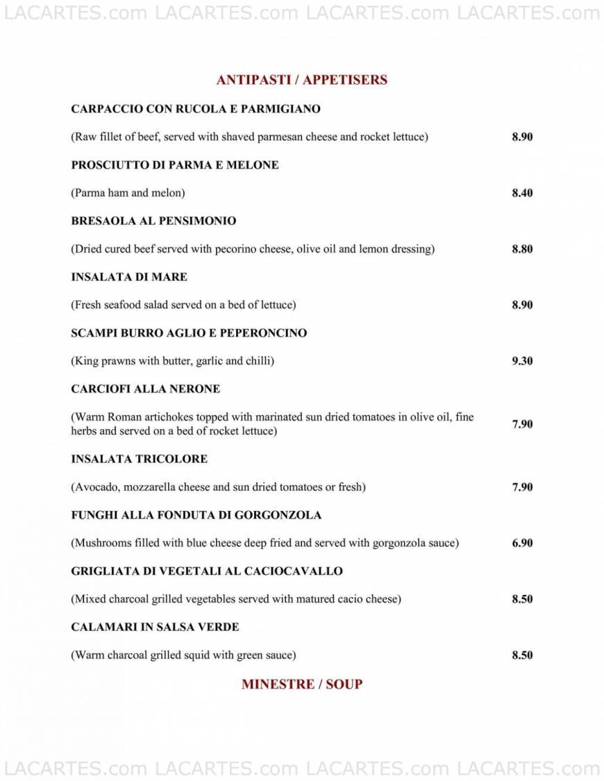  Pricelists of Signor Franco Restaurant - Tunbridge Wells 5a High Street - Photo 1 of 7