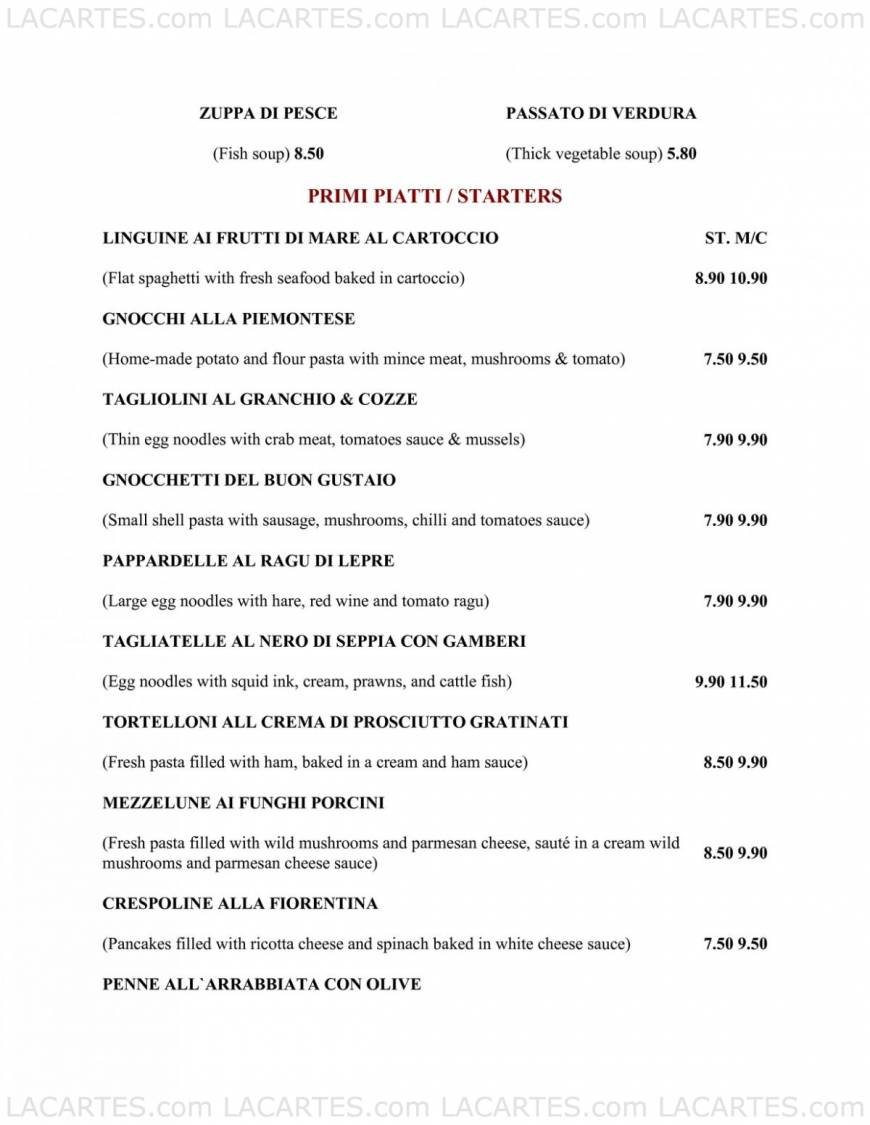  Pricelists of Signor Franco Restaurant - Tunbridge Wells 5a High Street - Photo 2 of 7