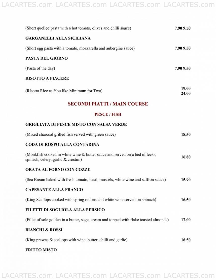  Pricelists of Signor Franco Restaurant - Tunbridge Wells 5a High Street - Photo 3 of 7