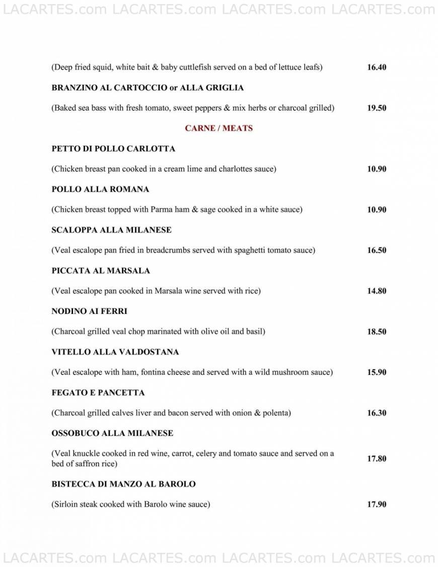  Pricelists of Signor Franco Restaurant - Tunbridge Wells 5a High Street - Photo 4 of 7