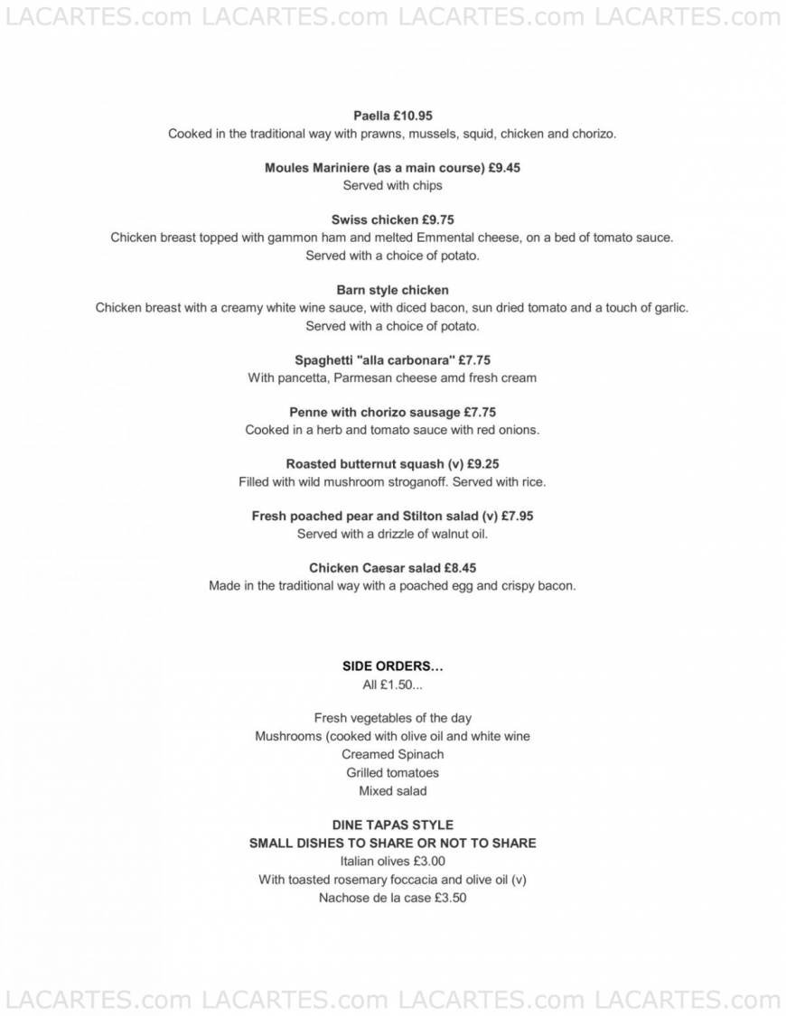  Pricelists of The Barn Pub & Grill Restaurant - Tunbridge Wells 1 Lonsdale Gardens, Mount Pleasant Rd - Photo 3 of 5