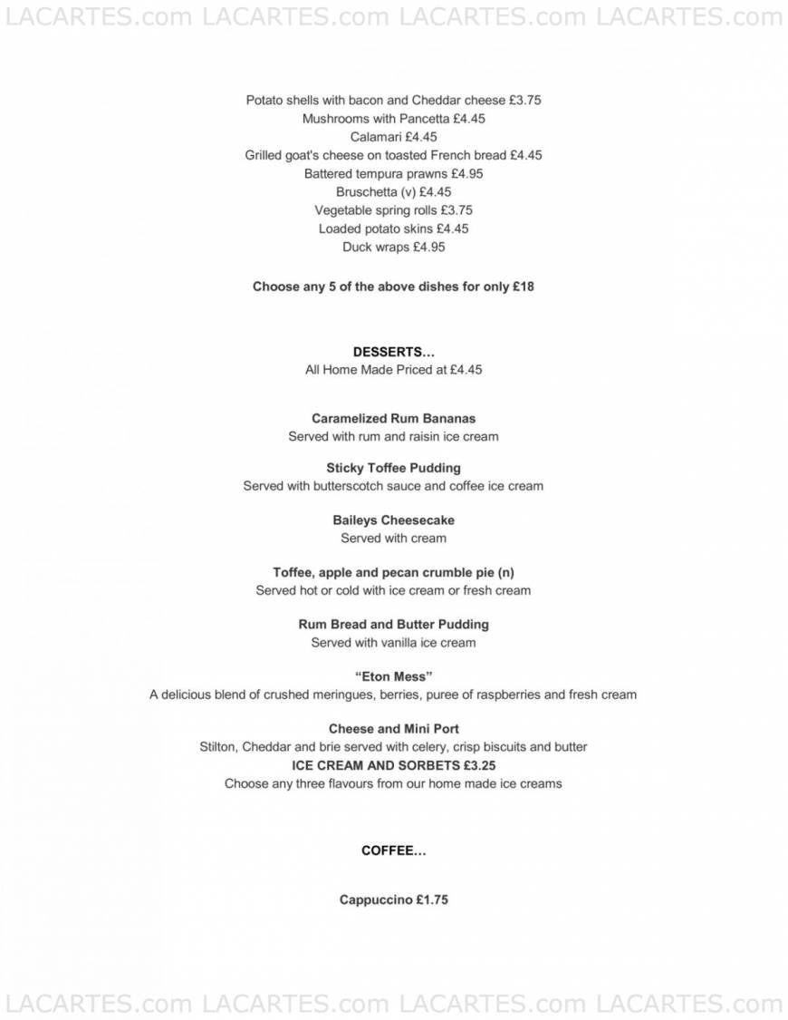  Pricelists of The Barn Pub & Grill Restaurant - Tunbridge Wells 1 Lonsdale Gardens, Mount Pleasant Rd - Photo 4 of 5