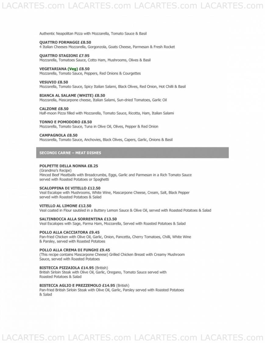  Pricelists of Il Vesuvio Restaurant - Tunbridge Wells 112 Camden Road - Photo 3 of 11