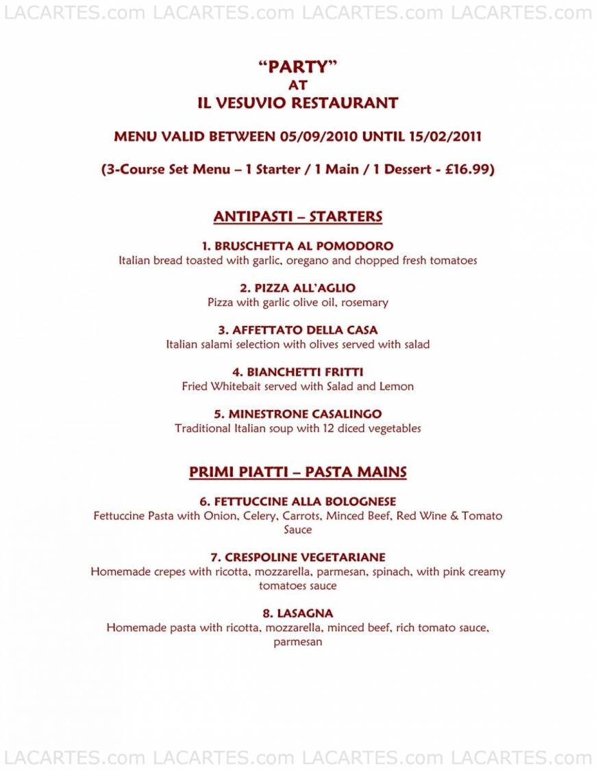 Pricelists of Il Vesuvio Restaurant - Tunbridge Wells 112 Camden Road - Photo 6 of 11