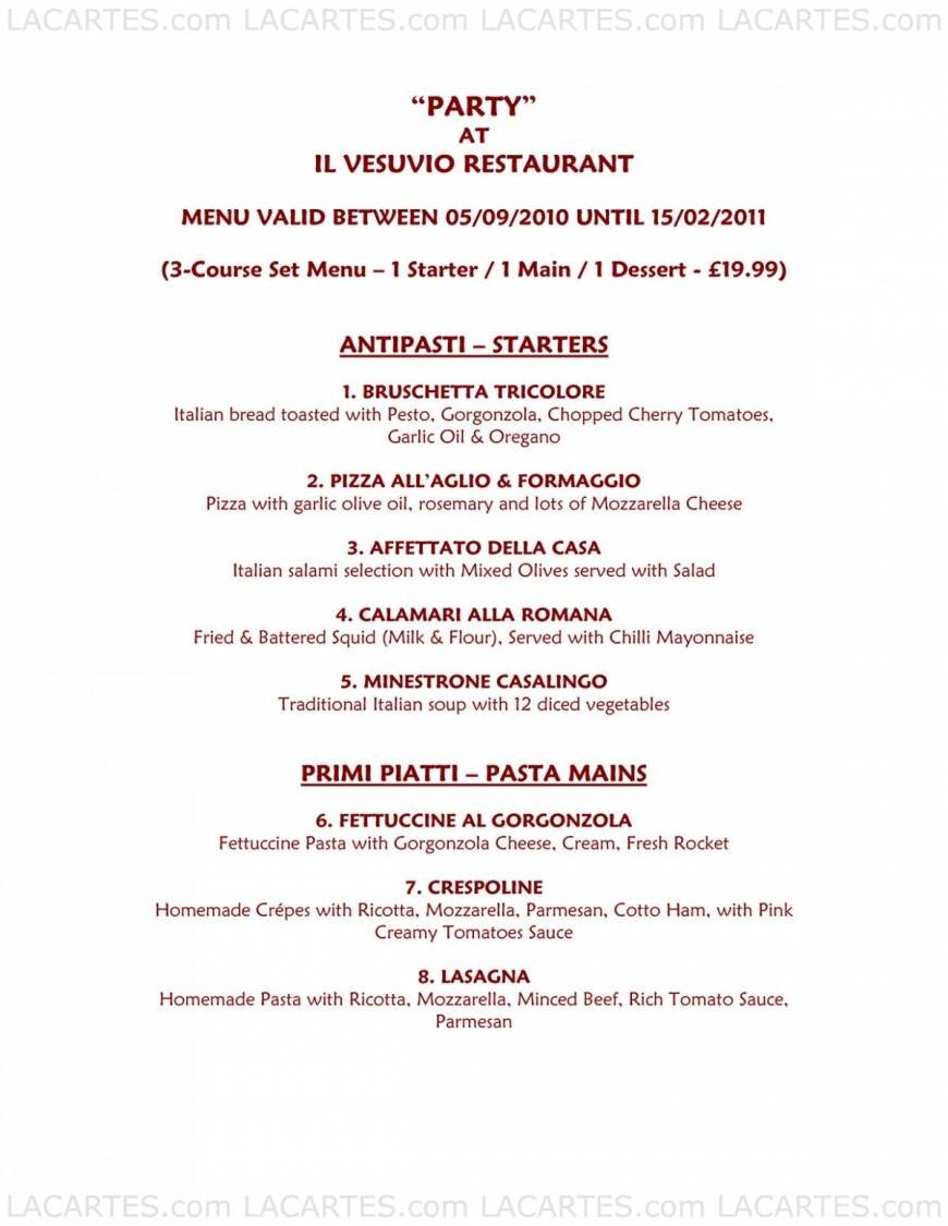  Pricelists of Il Vesuvio Restaurant - Tunbridge Wells 112 Camden Road - Photo 8 of 11