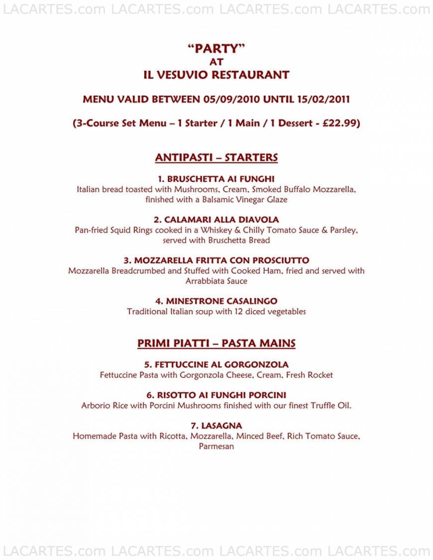  Pricelists of Il Vesuvio Restaurant - Tunbridge Wells 112 Camden Road - Photo 10 of 11