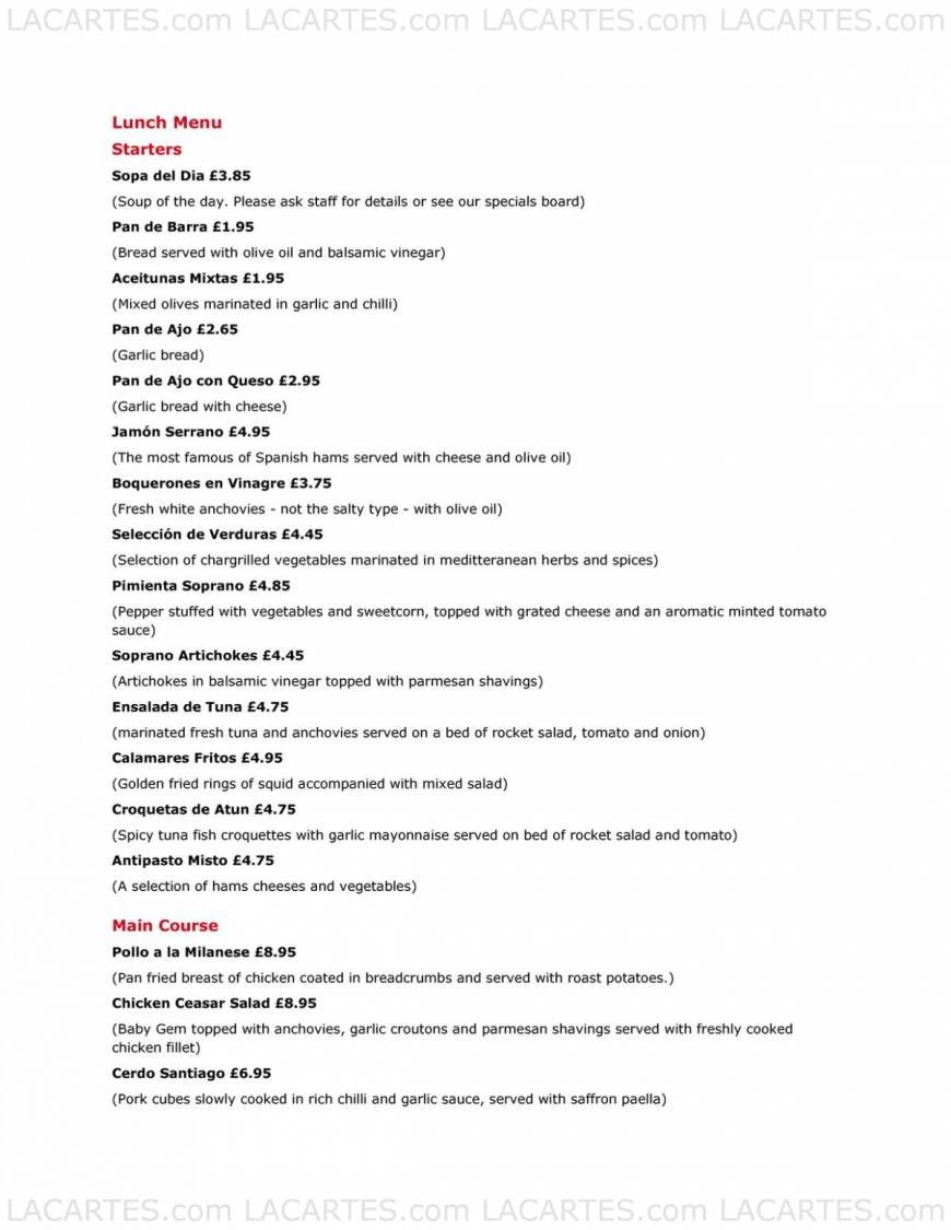  Pricelists of Soprano Wine & Tapas Bar - Tunbridge Wells Old High Street - Photo 4 of 9