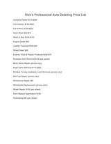 Menus & Prices, Rick's Professional Auto Detailing, Havertown