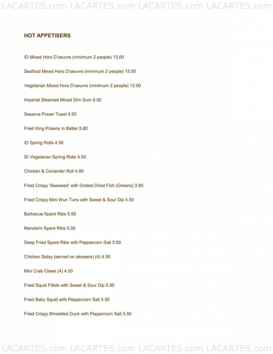  Pricelists of The Imperial Dynasty Restaurant - Tunbridge Wells 18-20 High Street - Photo 1 of 9