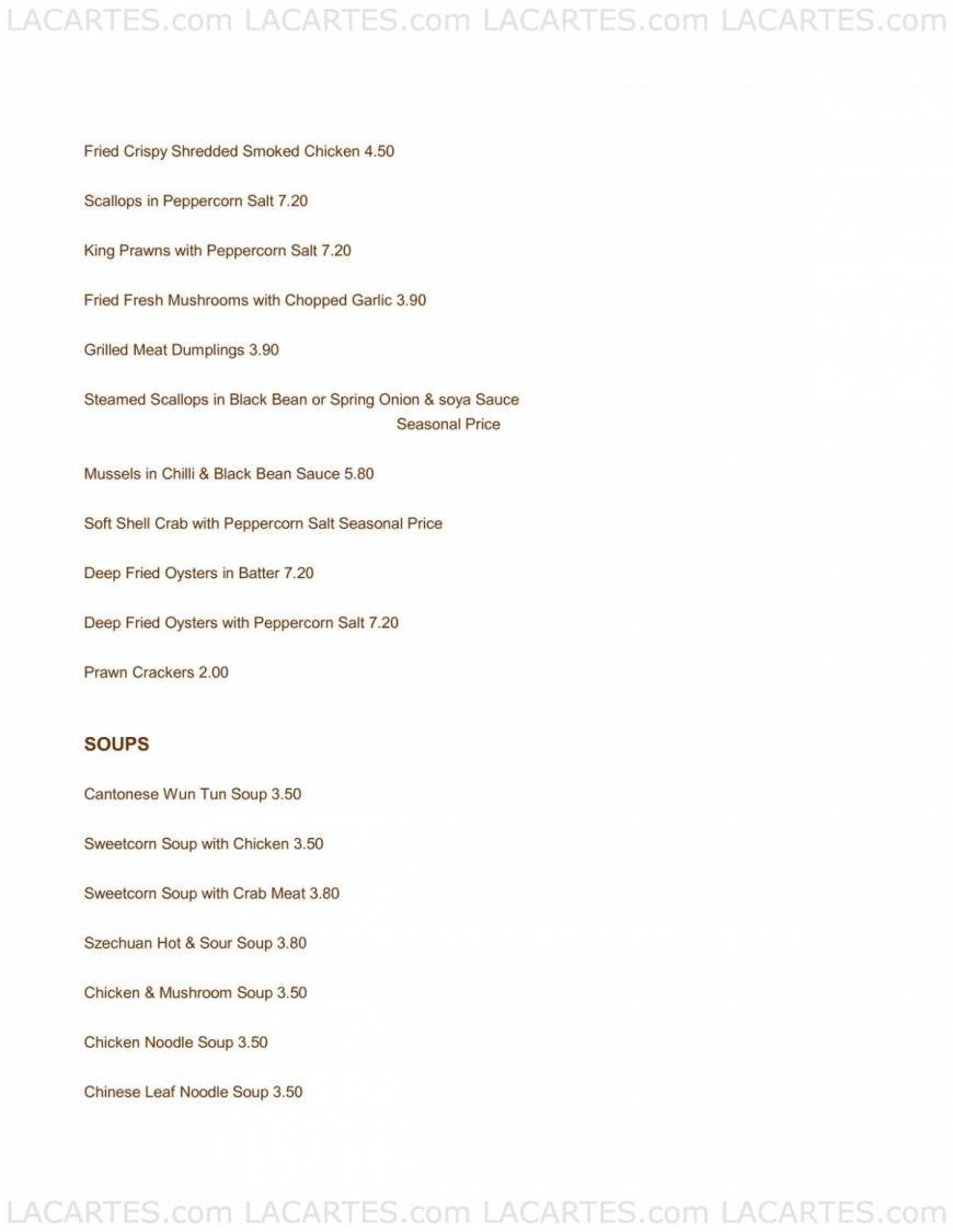  Pricelists of The Imperial Dynasty Restaurant - Tunbridge Wells 18-20 High Street - Photo 2 of 9
