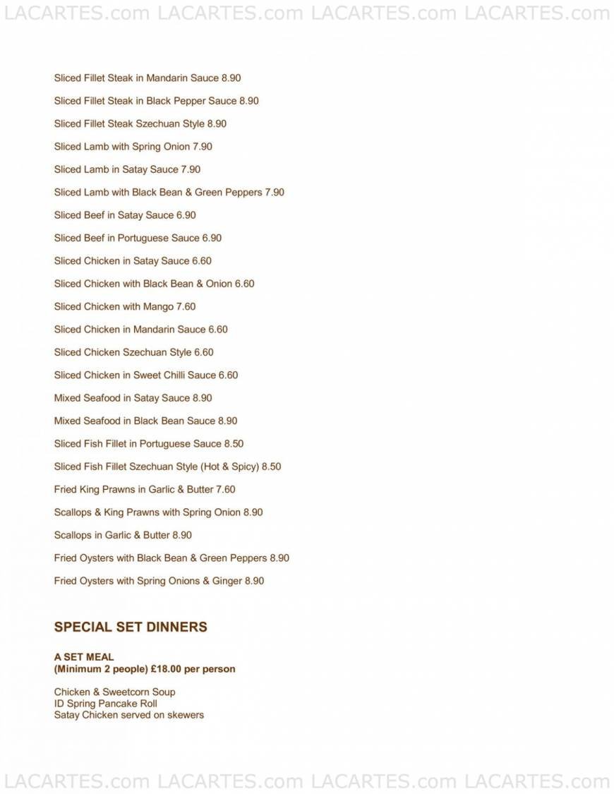  Pricelists of The Imperial Dynasty Restaurant - Tunbridge Wells 18-20 High Street - Photo 4 of 9