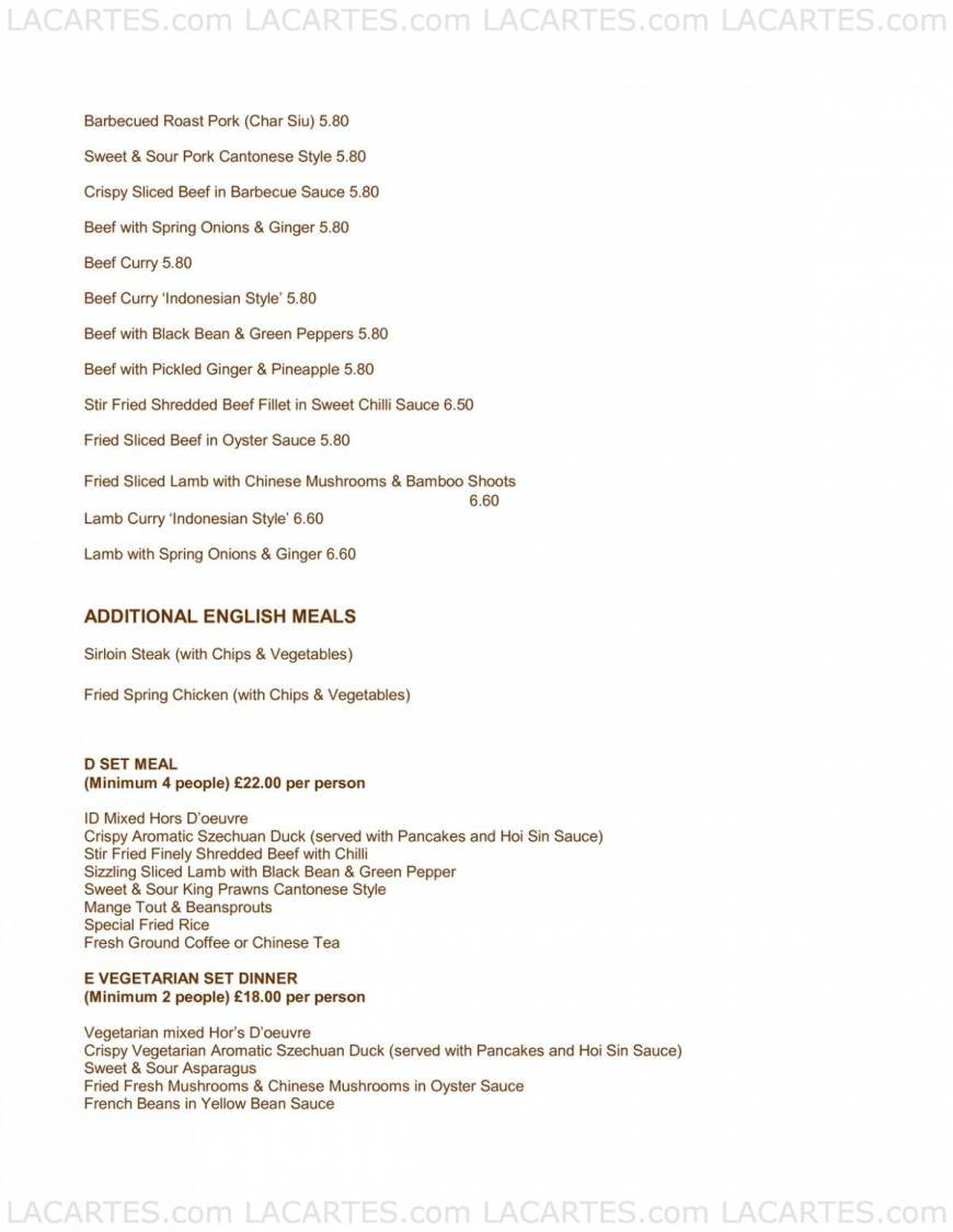  Pricelists of The Imperial Dynasty Restaurant - Tunbridge Wells 18-20 High Street - Photo 8 of 9