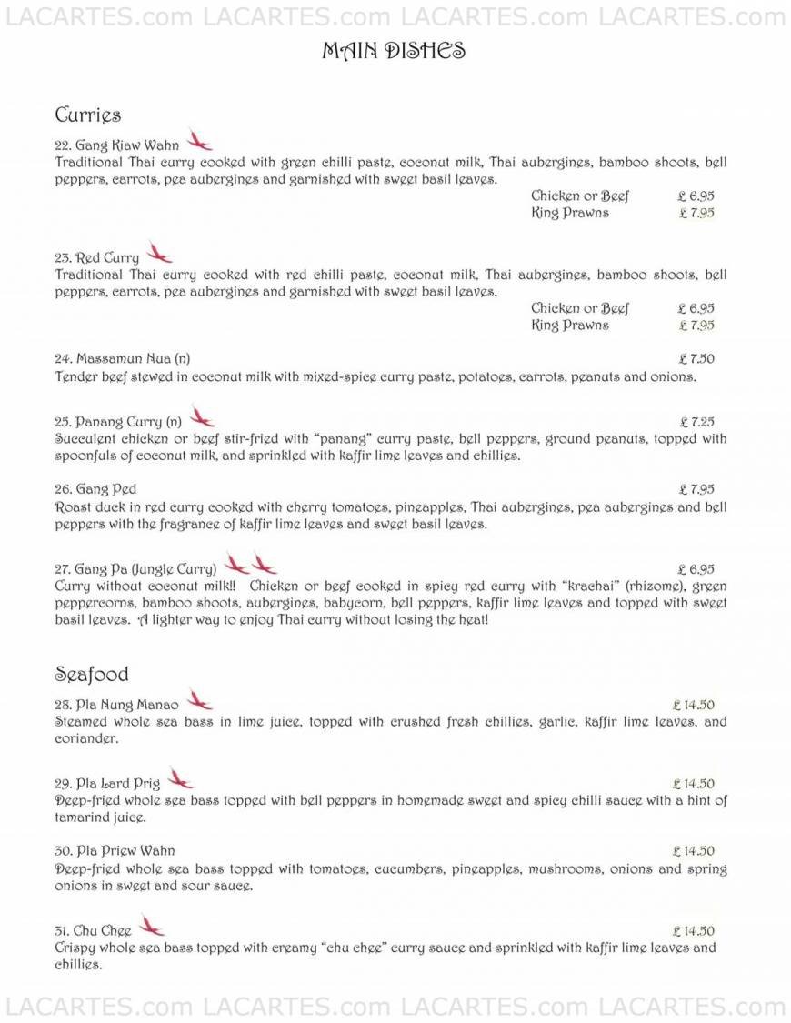  Pricelists of Preedee Thai Cuisine - Tunbridge Wells 155 Camden Road - Photo 3 of 13
