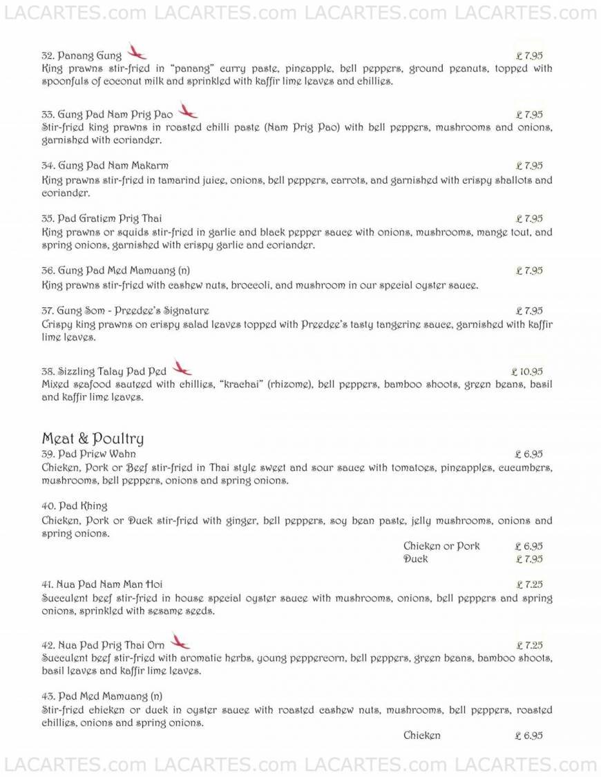  Pricelists of Preedee Thai Cuisine - Tunbridge Wells 155 Camden Road - Photo 4 of 13