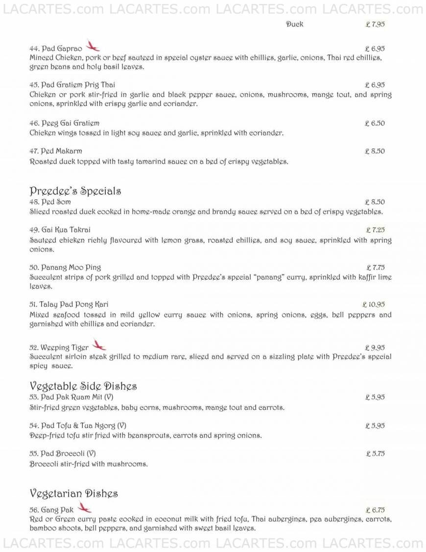  Pricelists of Preedee Thai Cuisine - Tunbridge Wells 155 Camden Road - Photo 5 of 13