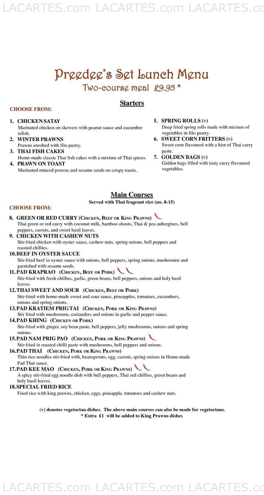  Pricelists of Preedee Thai Cuisine - Tunbridge Wells 155 Camden Road - Photo 9 of 13
