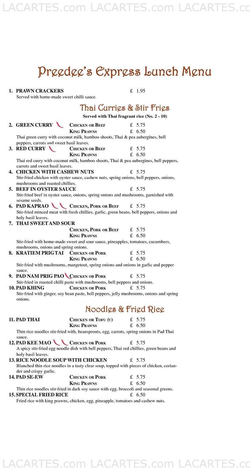  Pricelists of Preedee Thai Cuisine - Tunbridge Wells 155 Camden Road - Photo 10 of 13