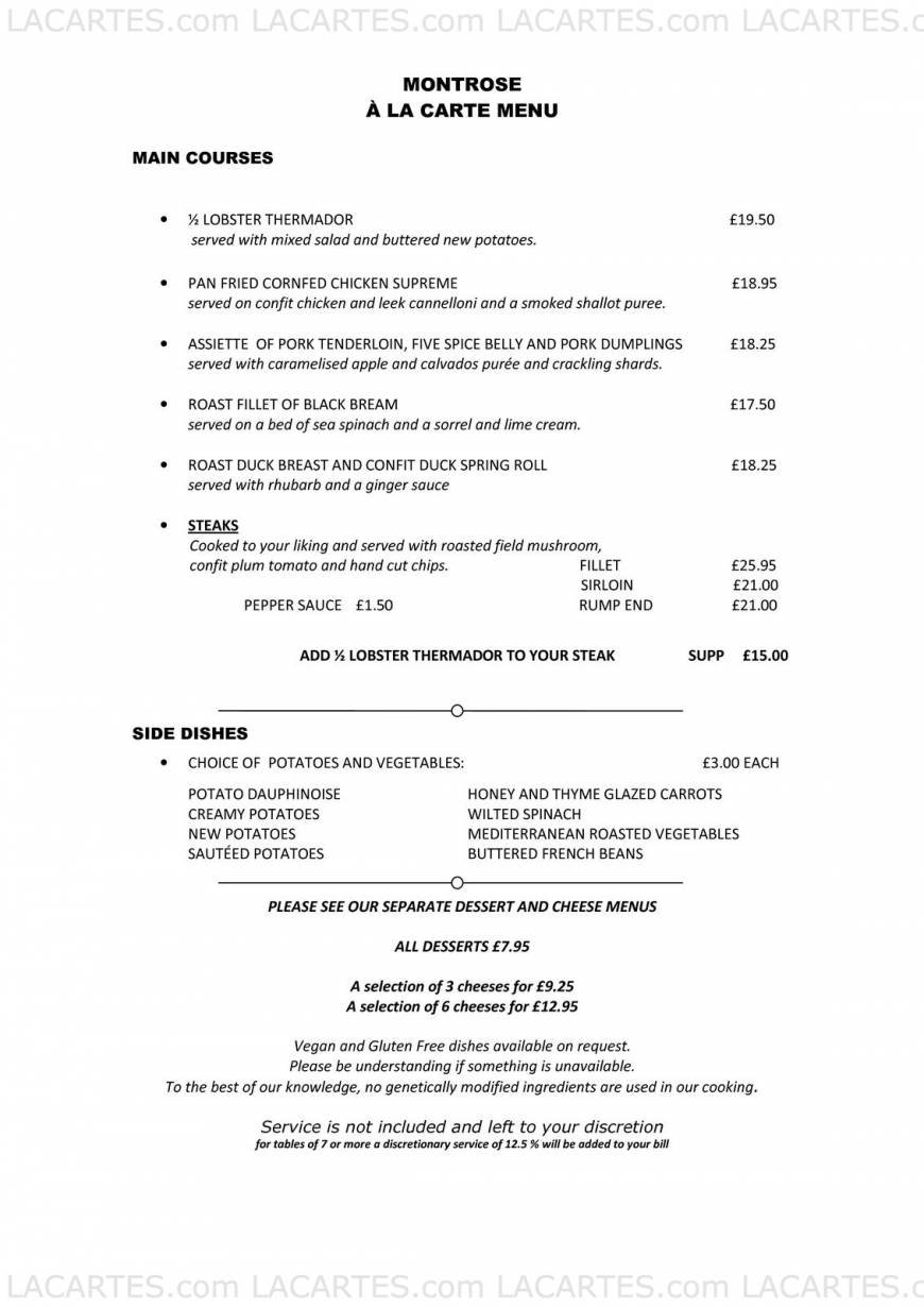  Pricelists of Montrose Restaurant - Tunbridge Wells Southborough Common, Southborough - Photo 2 of 25