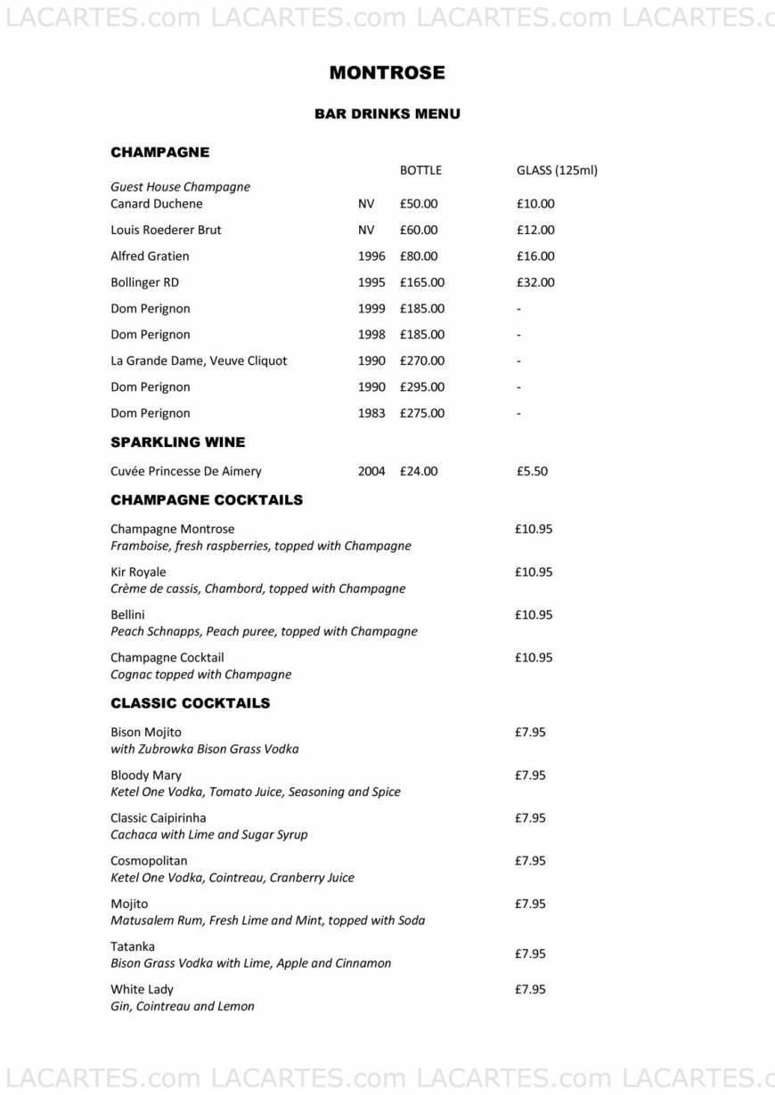  Pricelists of Montrose Restaurant - Tunbridge Wells Southborough Common, Southborough - Photo 11 of 25