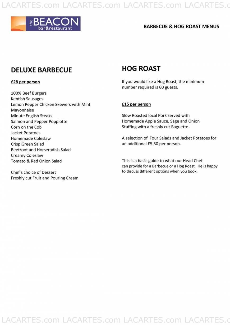  Pricelists of The Beacon Bar Restaurant - Tunbridge Wells Tea Garden Lane - Photo 1 of 4