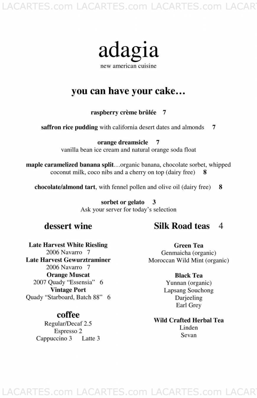  Pricelists of Adagia Restaurant 2700 Bancroft Way - Photo 3 of 7