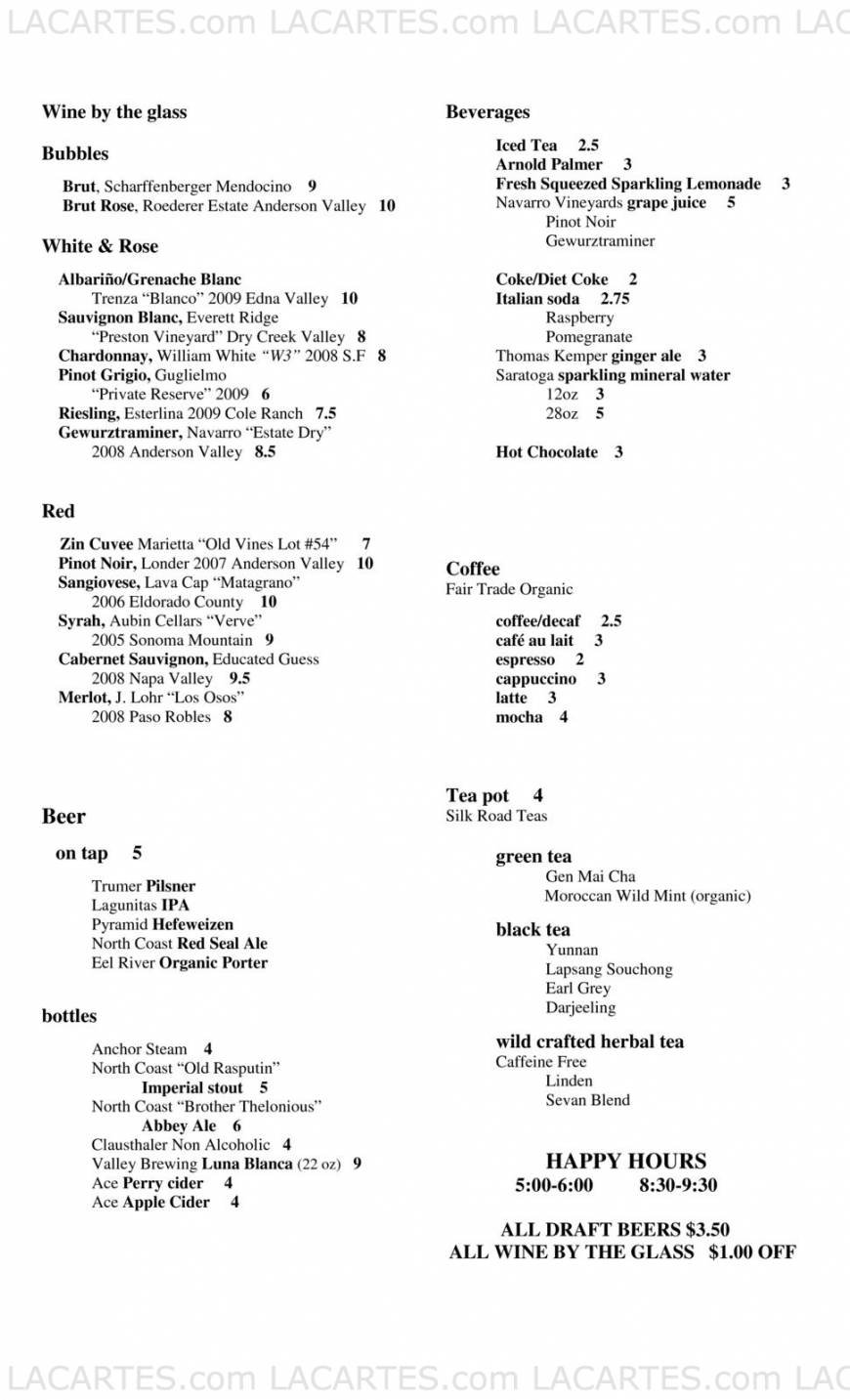  Pricelists of Adagia Restaurant 2700 Bancroft Way - Photo 5 of 7
