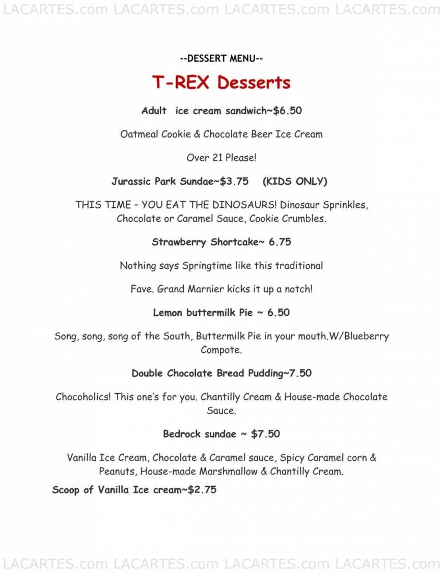  Pricelists of T-rex Restaurant & Bar 1300 10th St - Photo 10 of 18