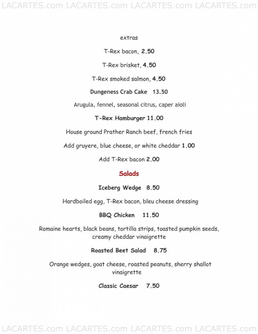  Pricelists of T-rex Restaurant & Bar 1300 10th St - Photo 3 of 18